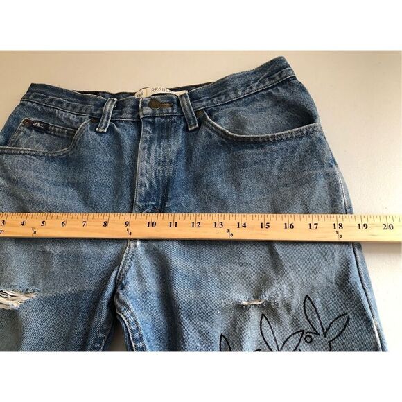 Lee Regular Fit Hand Painted Graffiti Vulgar Mickey and Minnie Jeans Size 32 - Picture 11 of 15